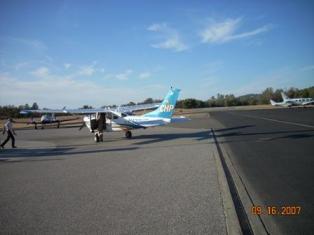 A CHP Airplane just landed and refueling.