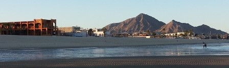 San Felipe, Mexico as seen from the air with the famous mound landmark.